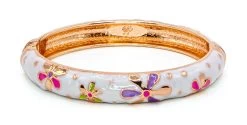 Medium Island Bangle - Flower Design: White