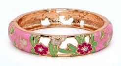 Large Island Bangle - Flower Design: Pink