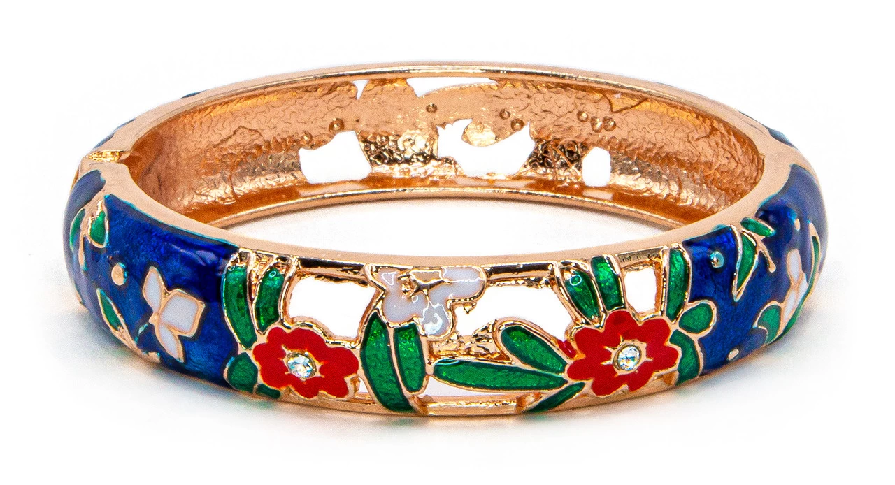 Large Island Bangle - Flower Design: Royal Blue