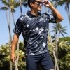 Men's Microfiber Aloha POLO Shirt - Navy Map