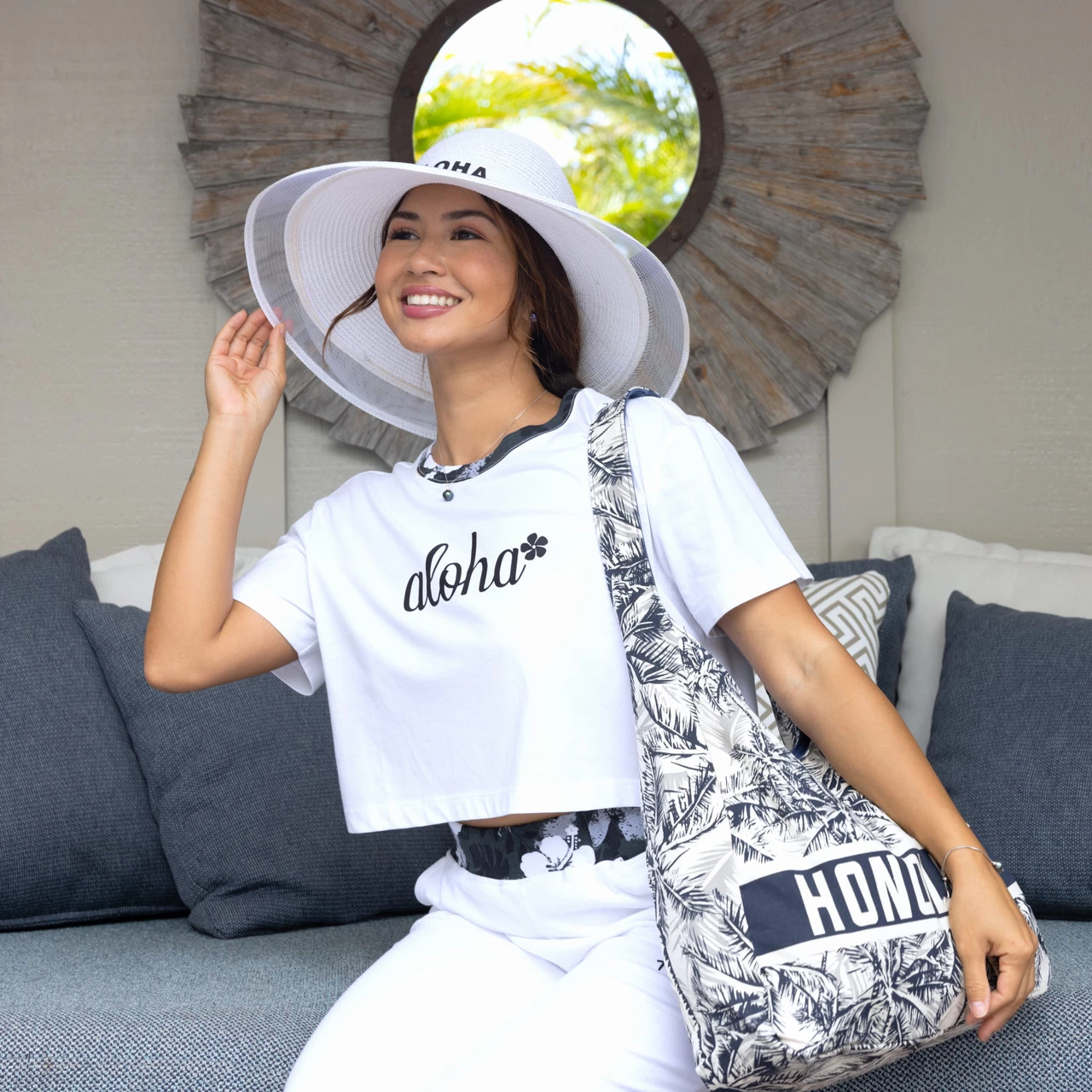 Island Design Collection Crop Tee: White