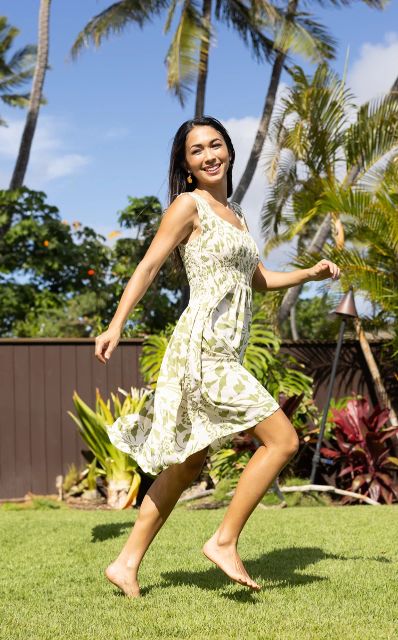 Napua Collection Tropical Dress - Hawaiian Garden: Green