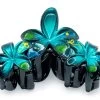 Painted Plumeria Trio Hair Clip: Dark Blue