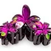 Painted Plumeria Trio Hair Clip: Dark Pink