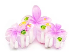 Painted Plumeria Trio Hair Clip: Light Purple