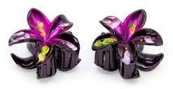 Painted Mini Plumeria Hair Clip Set: Dark Pink