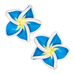 Small Plumeria Stud Earrings: Blue