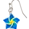 Small Plumeria Dangle Earrings: Blue