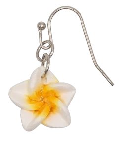Small Plumeria Dangle Earrings: White