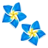 Medium Plumeria Stud Earrings: Blue