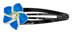 Small Plumeria Flower Snap Hair Pins: Blue
