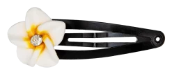 Small Plumeria Flower Snap Hair Pins: White