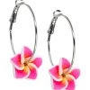 Plumeria Loop Earrings: Pink