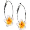 Plumeria Loop Earrings: White