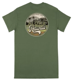 Crew Neck Tee - Hawaii Skyline: Military Green