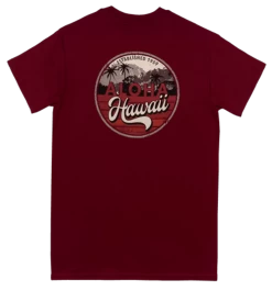 Crew Neck Tee - Hawaii Skyline: Red