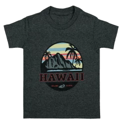 Hawaiian Performance Surfwear® Child's Tee - Tropical Sunset: Charcoal Heather