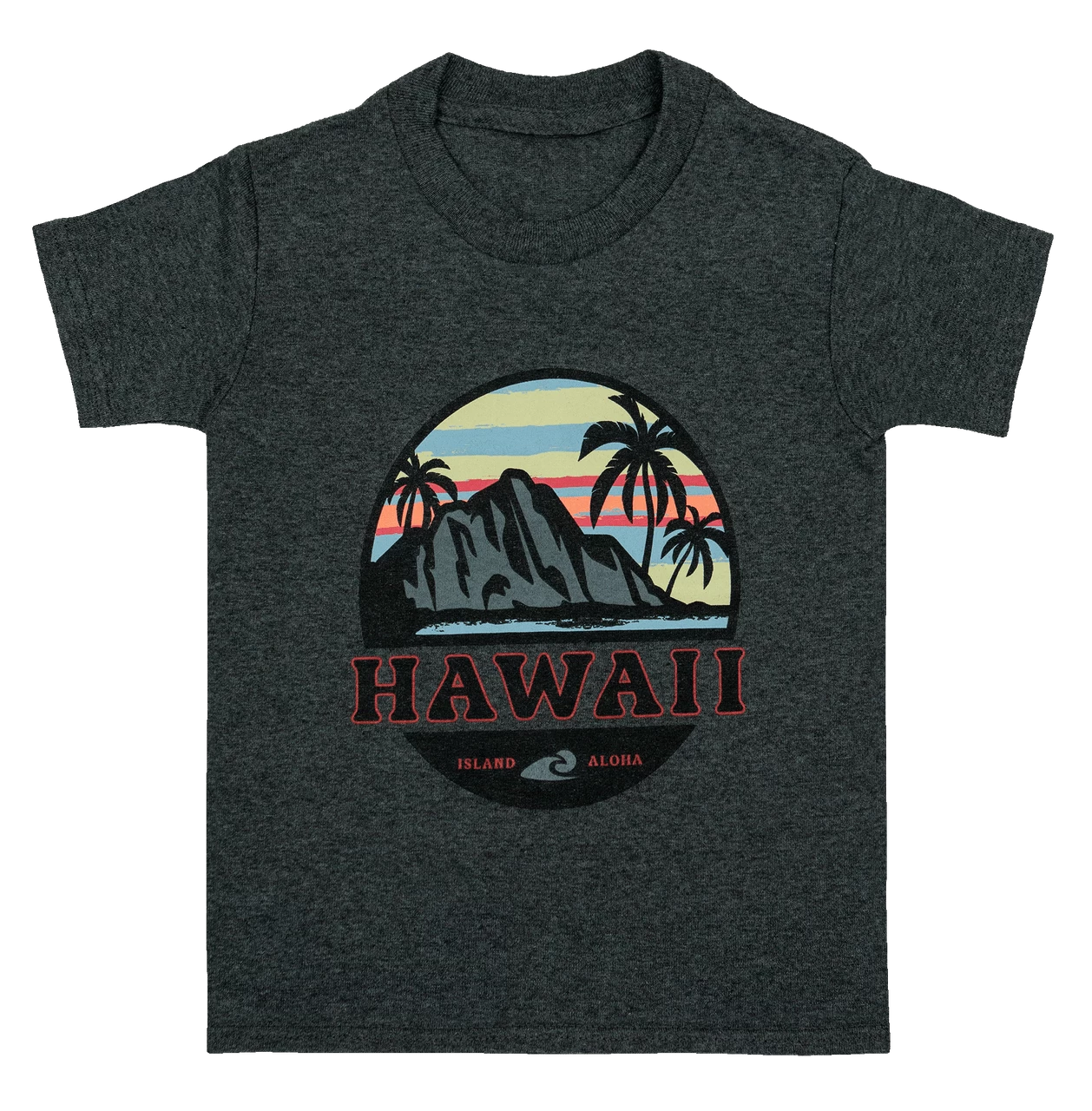 Hawaiian Performance Surfwear® Child's Tee - Tropical Sunset: Charcoal Heather