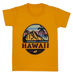 Hawaiian Performance Surfwear® Child's Tee - Tropical Sunset: Gold