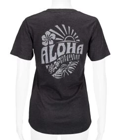 Island Girl® Surf Tee - Sunny Aloha: Charcoal Heather