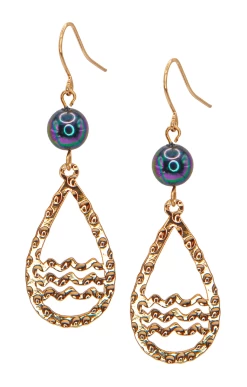 Jewel Of The Sea Dangle Earrings: Wave Teardrop