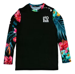 Robin Ruth Longsleeve Sun Shirt - Black Floral Elegance