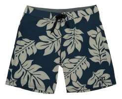 Hawaiian Performance Surfwear® Waverider Board Shorts - Floral: Navy