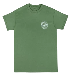 Crew Neck Tee - MAUI Sunny Aloha: Military Green
