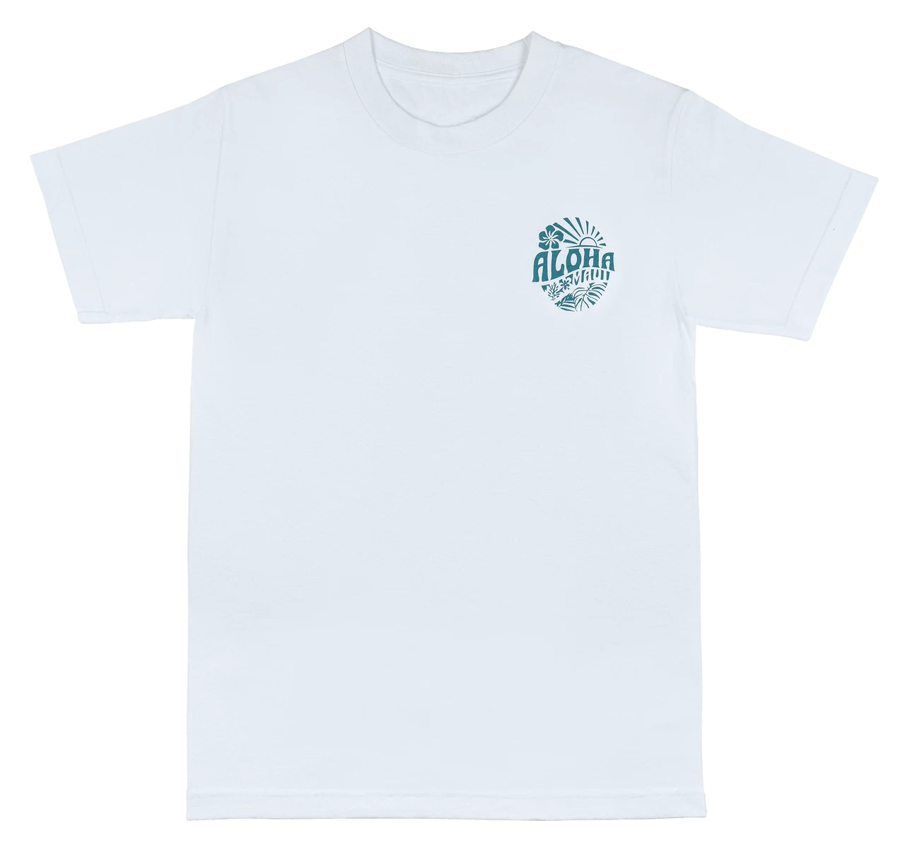 Crew Neck Tee - MAUI Sunny Aloha: White
