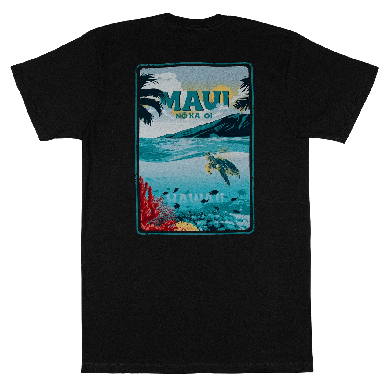 Crew Neck Tee - MAUI Ocean: Black - Image 2
