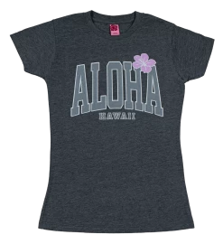 Island Girl® Surf Tee - Big Aloha: Charcoal Heather