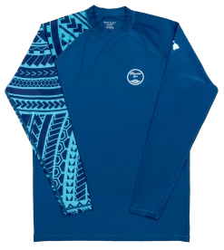 Hawaii Loa Rashguard Longsleeve - UPF 50: Blue Tribal Sleeve