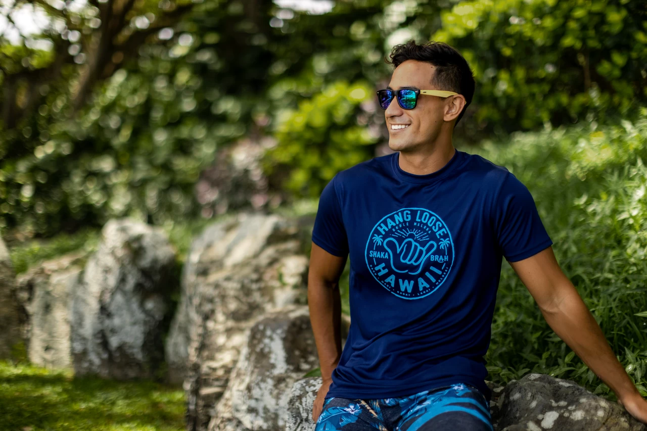 Hawaiian Athletics® Sports Tee - Shaka Brah: Navy - Image 2