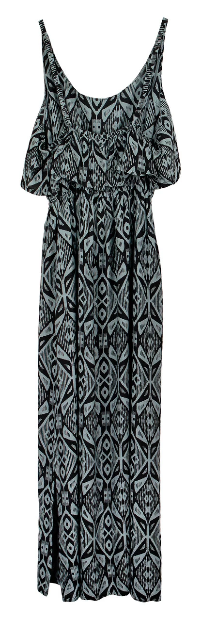 Napua Collection Ruffle Maxi Dress - Batik: Black - Image 2