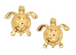 Moana Collection Gold Earring Stud: Solid Sea Turtle