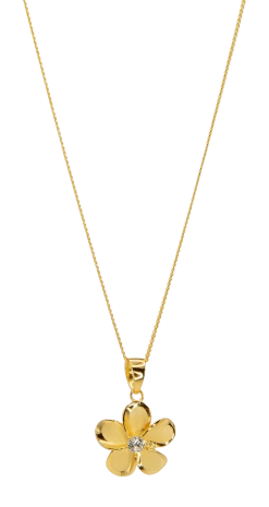 Moana Collection Gold Necklace: Solid Plumeria Pendant