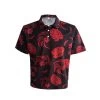 Men's Microfiber Aloha POLO Shirt - Black With Red Tribal
