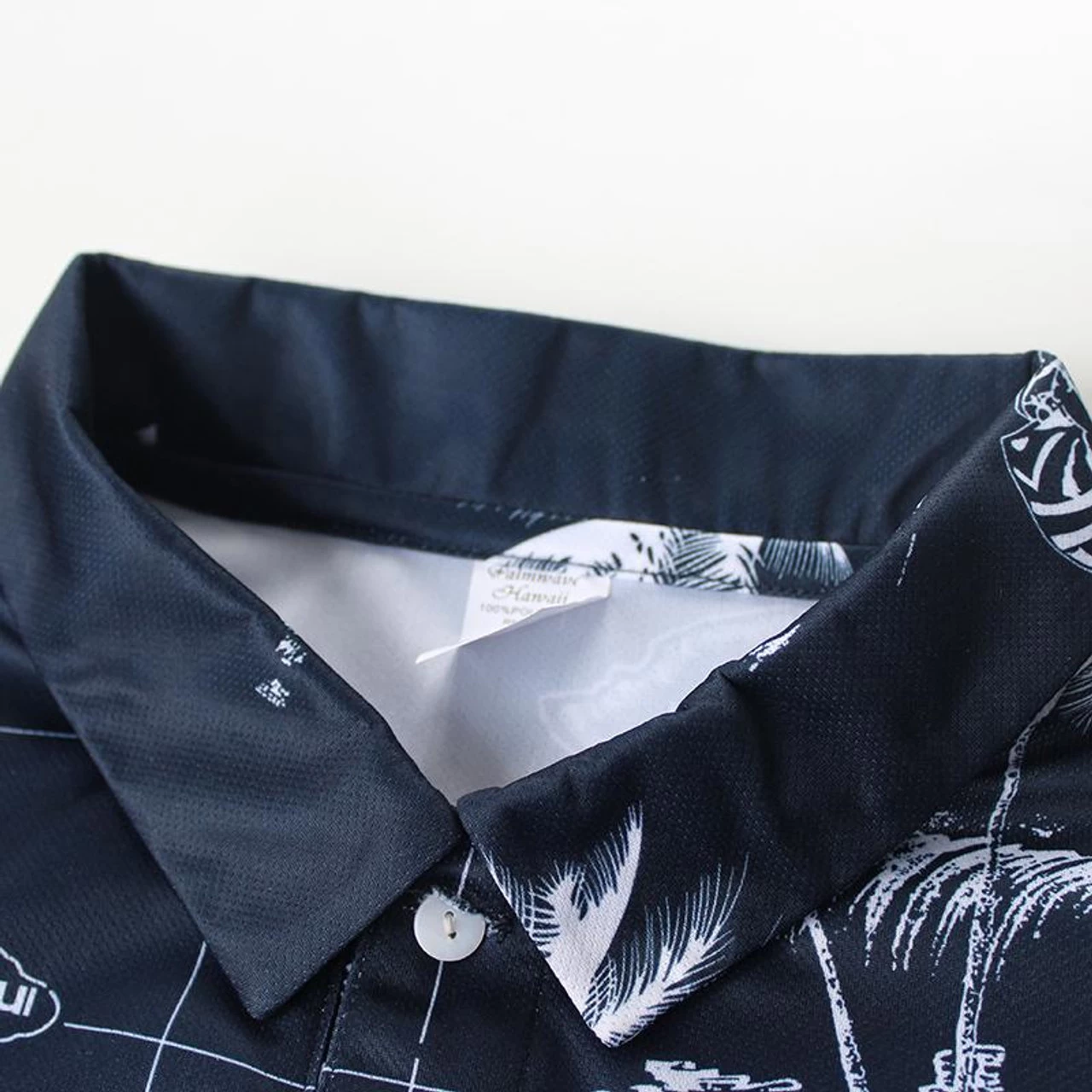 Men's Microfiber Aloha POLO Shirt - Navy Map - Image 4