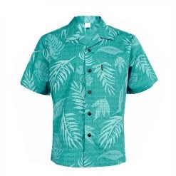 Aloha Shirt - Aqua Leaf