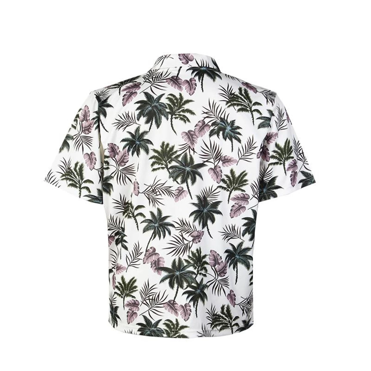 Men's Microfiber Aloha POLO Shirt - Cream Palm Floral - Image 2