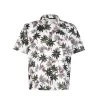 Men's Microfiber Aloha POLO Shirt - Cream Palm Floral