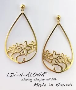 Liv-N-Aloha® Gold Drop Plumeria Earrings