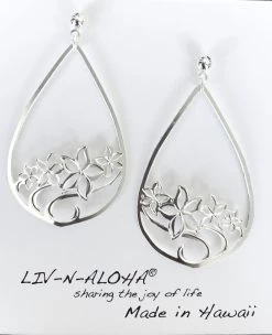 Liv-N-Aloha® Silver Drop Plumeria Earrings