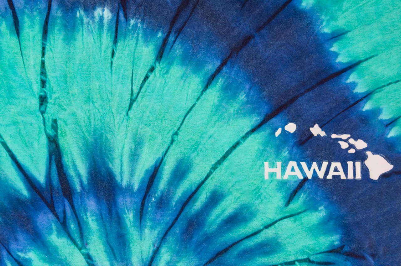 Hawaii Tie Dye UNISEX Long Sleeve Jersey Tee: Teal/Navy - Image 5