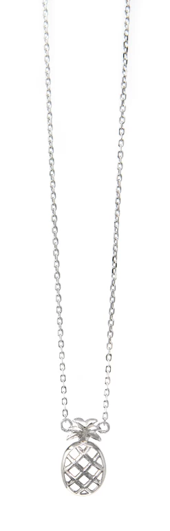 Moana Collection Sterling Silver Pendant Chain Necklace: Pineapple