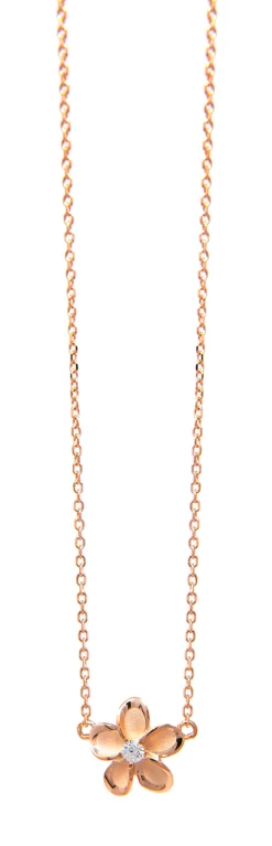 Moana Collection Rose Gold Pendant Chain Necklace: Solid Plumeria