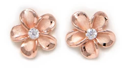 Moana Collection Rose Gold Stud Earring: Solid Plumeria