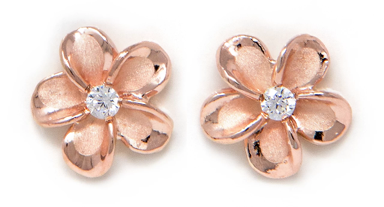 Moana Collection Rose Gold Stud Earring: Solid Plumeria