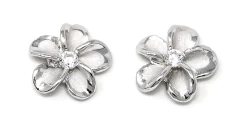 Moana Collection Sterling Silver Earring Stud: Solid Plumeria
