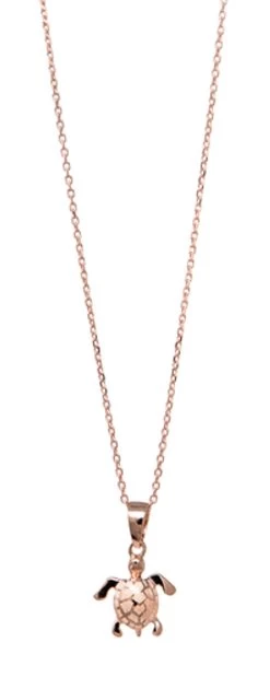 Moana Collection Rose Gold Pendant Necklace: Solid Sea Turtle
